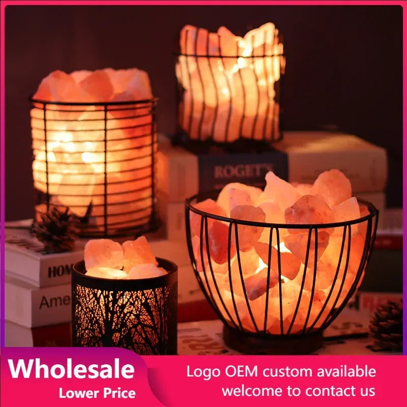 Natural Himalayan Salt Lamp Handcrafted Crystal Salt Rock Warm Light Bedroom Decoration Night Light Bedside Lamp Crafts