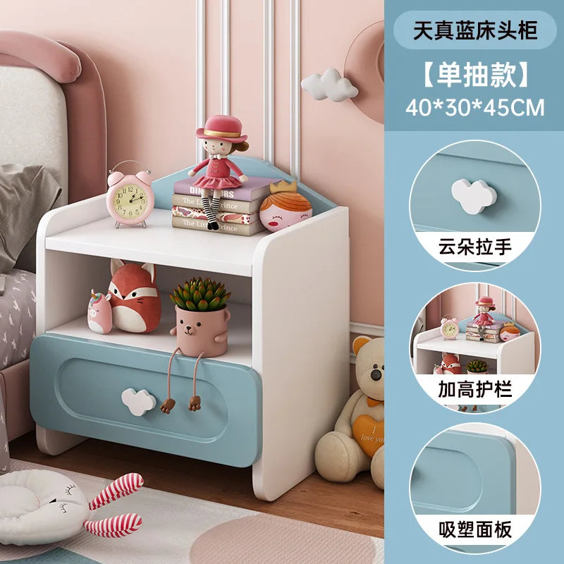 Modern Double Drawers Nightstand Kid Cute Dressing Bedside Table Household Multifunctional Girl Small White Cabinet Furniture
