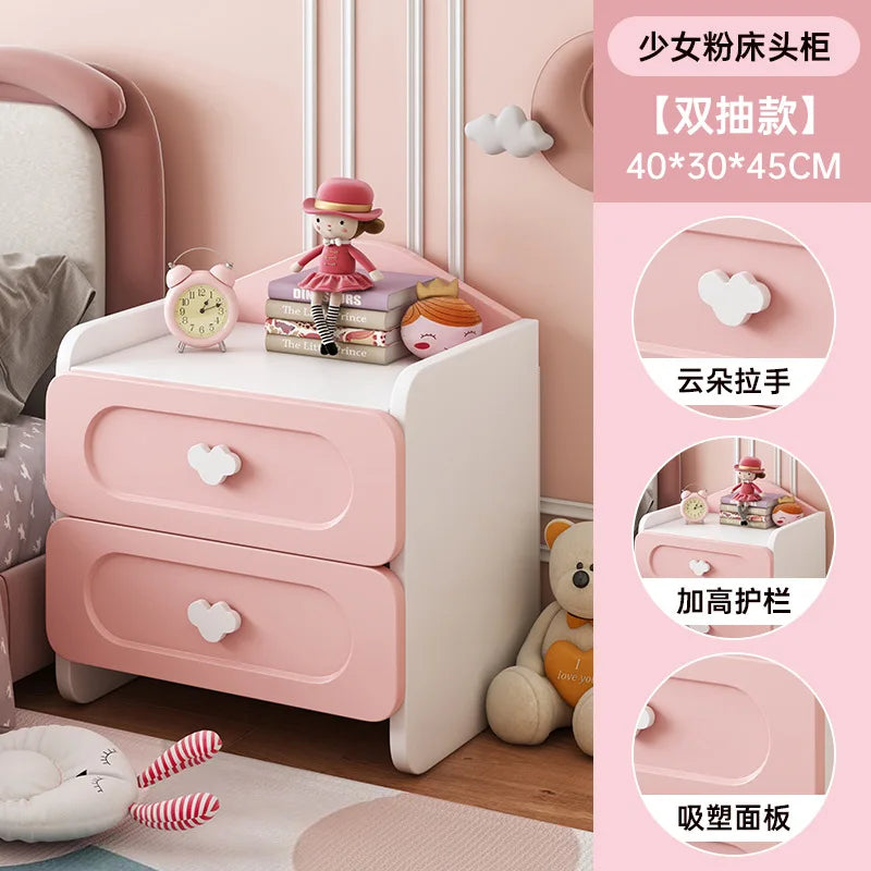 Modern Double Drawers Nightstand Kid Cute Dressing Bedside Table Household Multifunctional Girl Small White Cabinet Furniture
