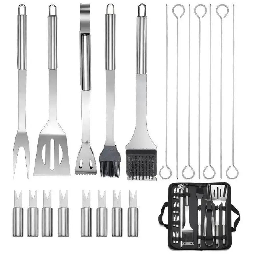 1 Set Utensil Set Outdoor Camping Tableware Stainless Steel Bbq Kits Outdoor Home Bbq Combination Bbq Kits Camping Cookware