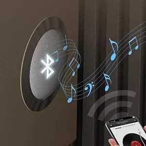 Drawer Modern Bedside Table Wireless Charging Station Fingerprint Lock Speaker 3 Color LED Lights Bedroom White 3 Drawers