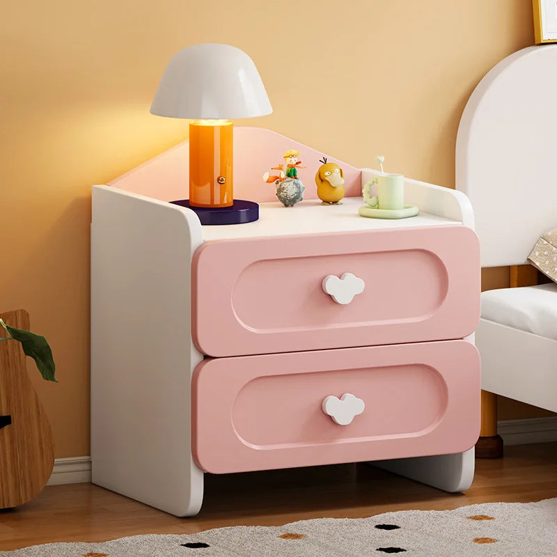 Modern Double Drawers Nightstand Kid Cute Dressing Bedside Table Household Multifunctional Girl Small White Cabinet Furniture