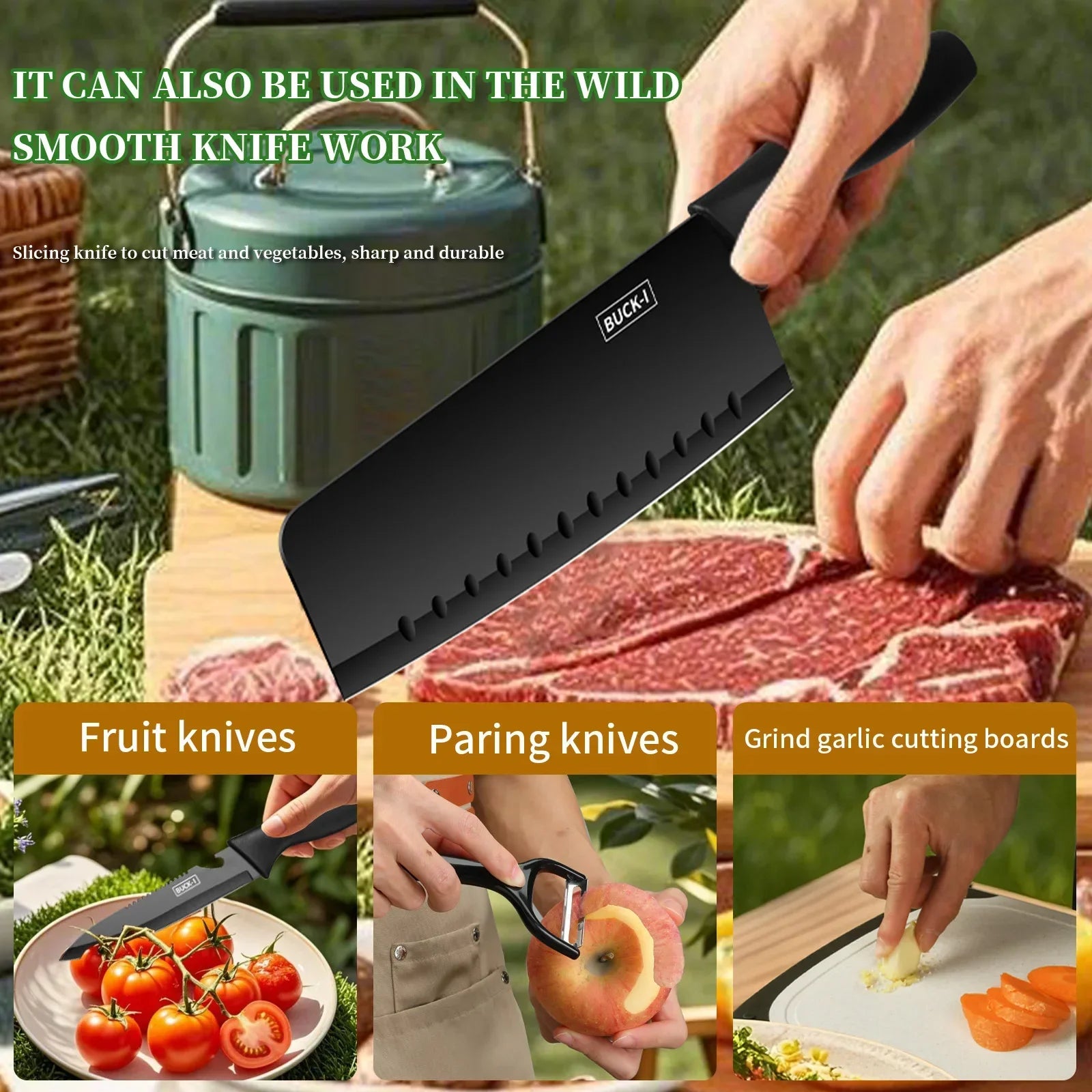 Portable outdoor utensils set of 10 pieces outdoor barbecue camping kitchen kitchenware for backpack BBQ titanium camping