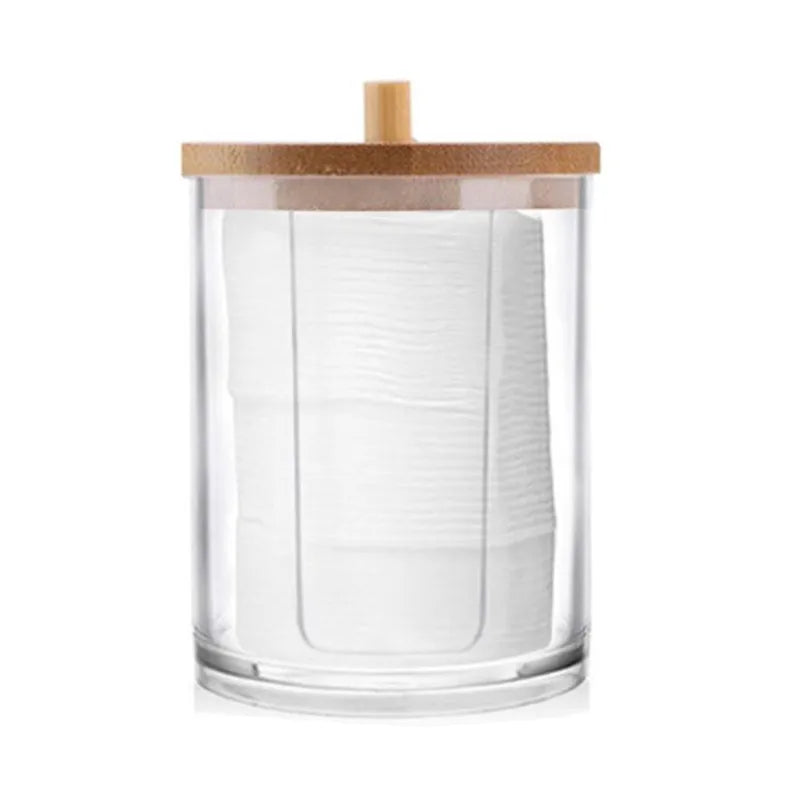 Bathroom Organizer Accessories Set Makeup Holder Storage with Clear Plastic Lids, Cotton Ball/Swabs Dispenser, Organizer Jar