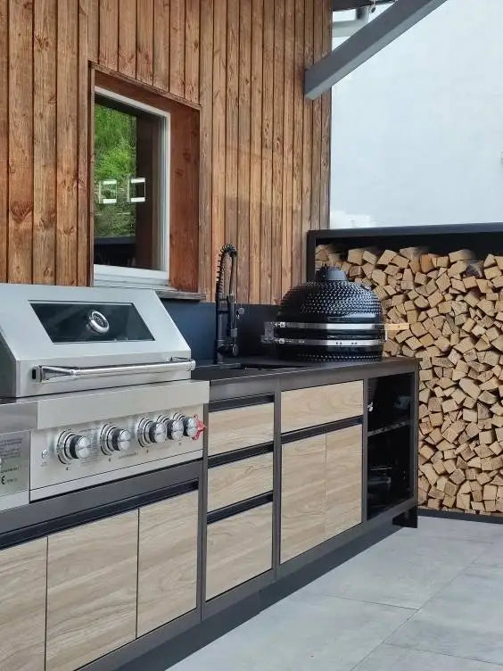 Summer Hot Sales Kitchen Outdoor Furniture Built in Small Outdoor Kitchen Cabinets Set with BBQ Grill and Fridge