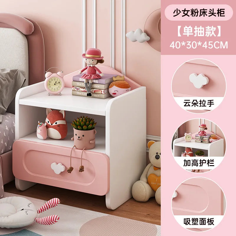 Modern Double Drawers Nightstand Kid Cute Dressing Bedside Table Household Multifunctional Girl Small White Cabinet Furniture