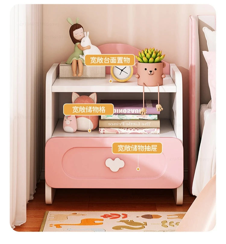 Modern Double Drawers Nightstand Kid Cute Dressing Bedside Table Household Multifunctional Girl Small White Cabinet Furniture