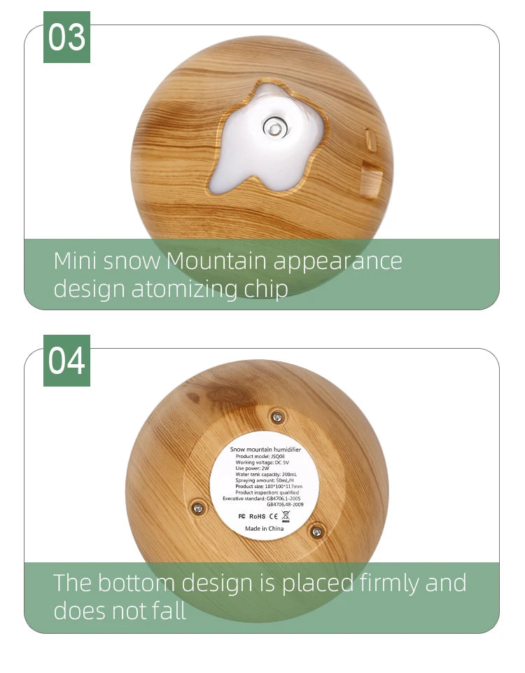 Aromatherapy Essential Oil Diffuser 350ML Wood Grain Remote Control Ultrasonic Air Humidifier Cool with 7 Color LED Light