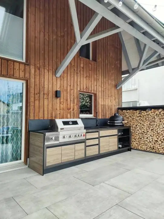 Summer Hot Sales Kitchen Outdoor Furniture Built in Small Outdoor Kitchen Cabinets Set with BBQ Grill and Fridge
