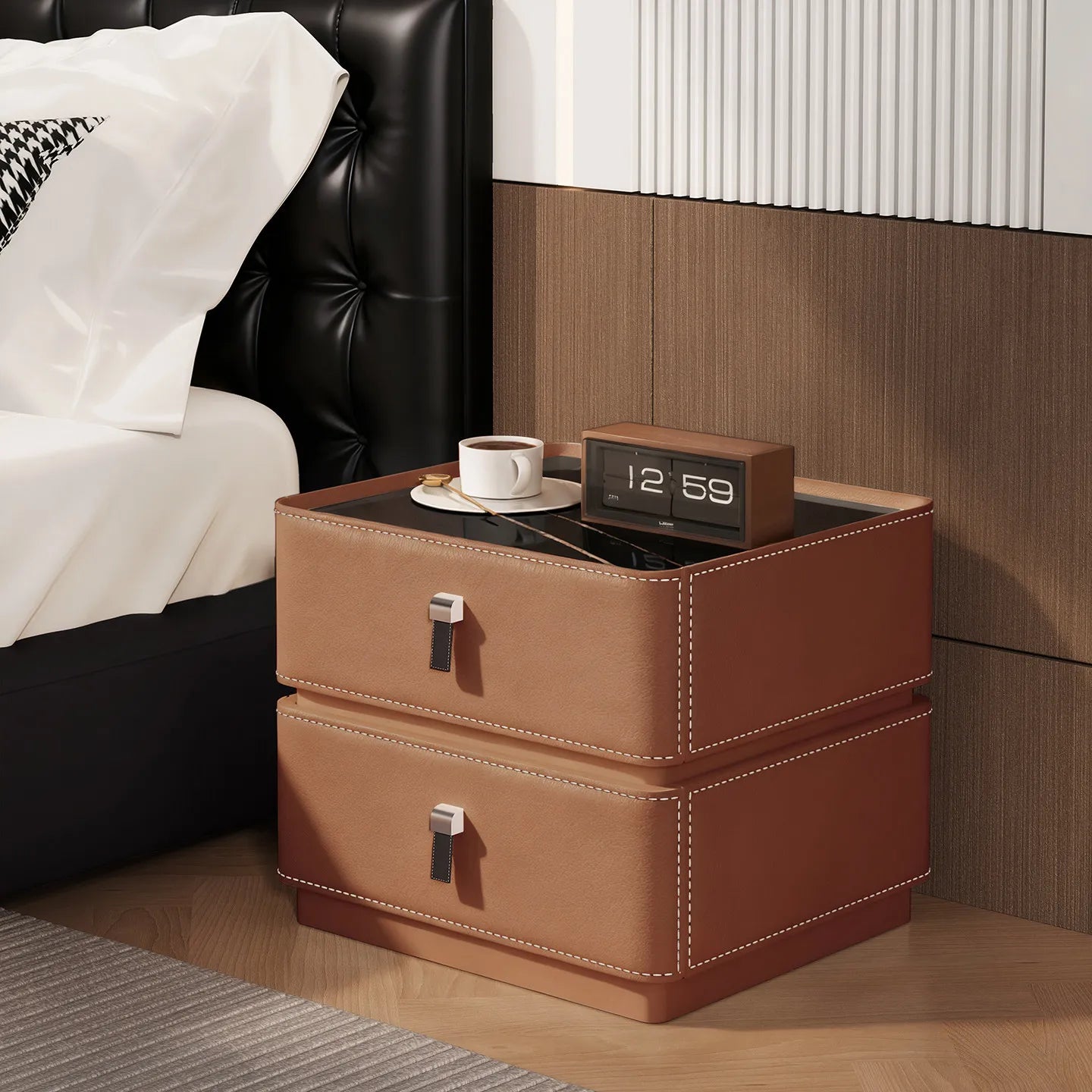 Drawers Mid Century Modern Bedside Table Bedroom Cabinets Low Organizer Space Saving Bedside Table Small Muebles Home Furniture