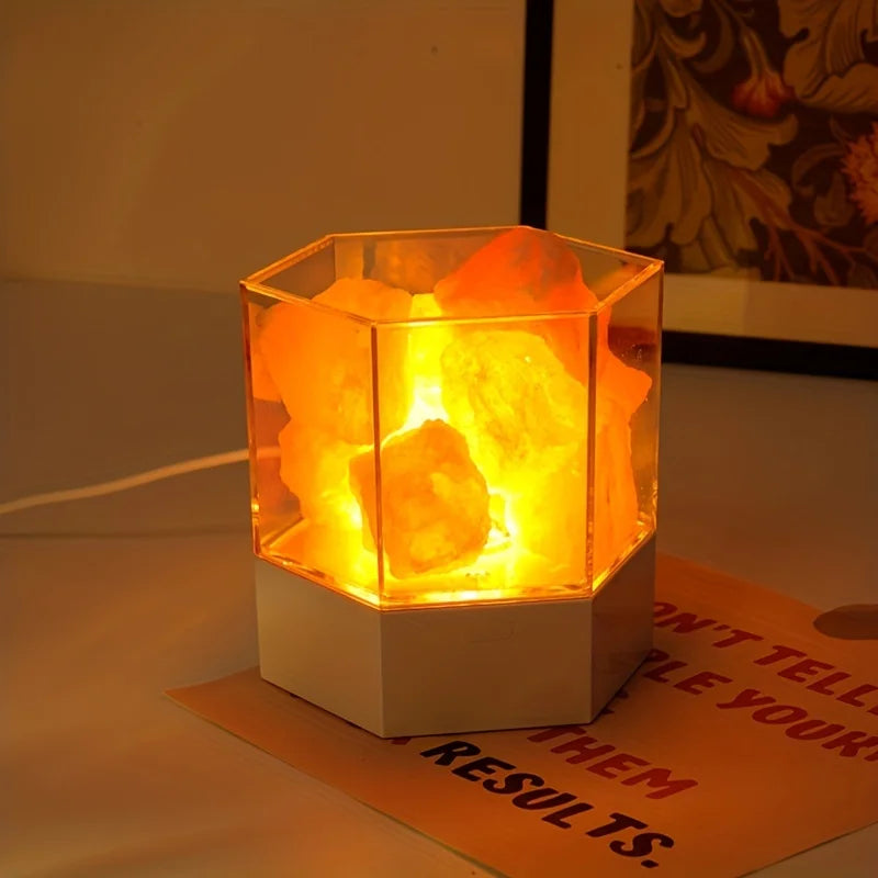D2 LED Natural Himalayan Crystal Salt Lamp Rock Salt Night Lamp Table Lava Lamp USB Plug Meditation Home Room Bedroom Decoration