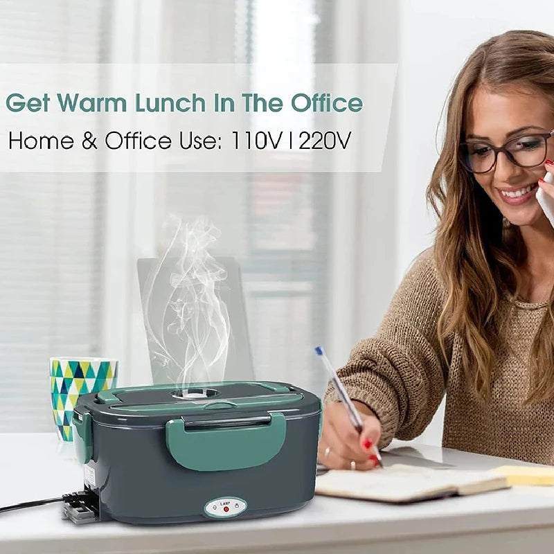 Portable Electric Stainless Steel Lunch Box with Meal Tray Food Preservation Heating Warmer Dinner Container Set