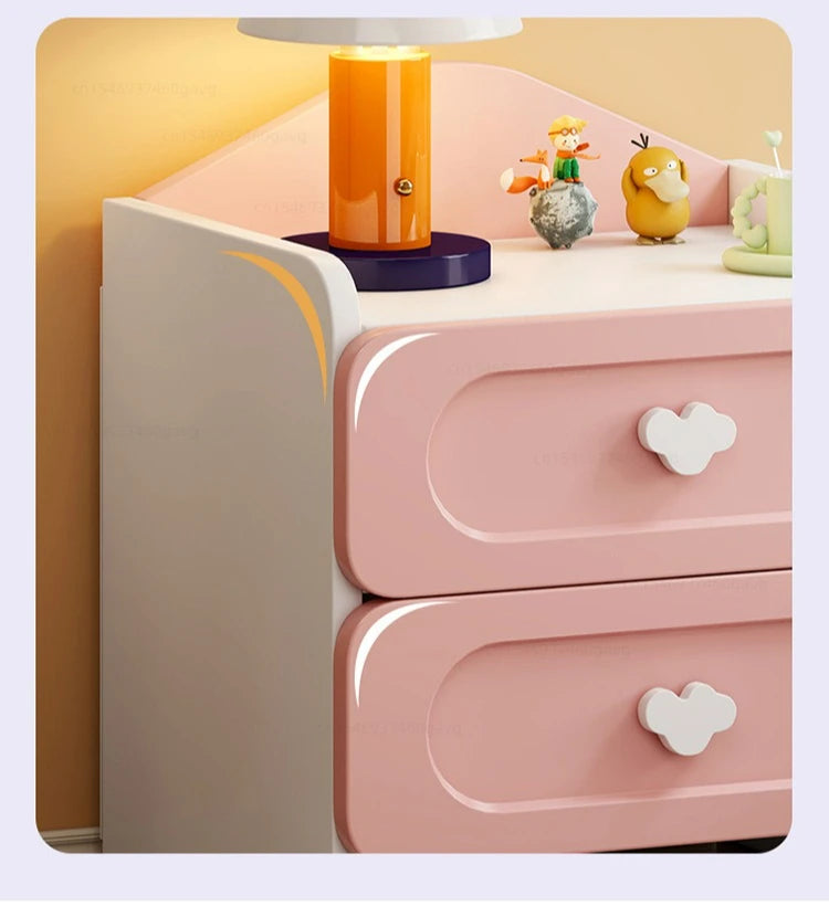 Modern Double Drawers Nightstand Kid Cute Dressing Bedside Table Household Multifunctional Girl Small White Cabinet Furniture