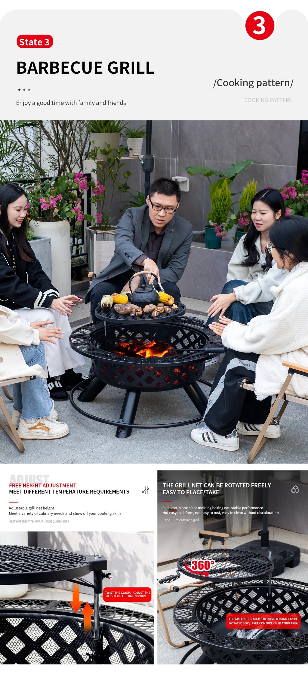 Camping Outdoor Fire Pits Easily Cleaned Patio Barbecue Grill Bbq Outdoor Charcoal Stove