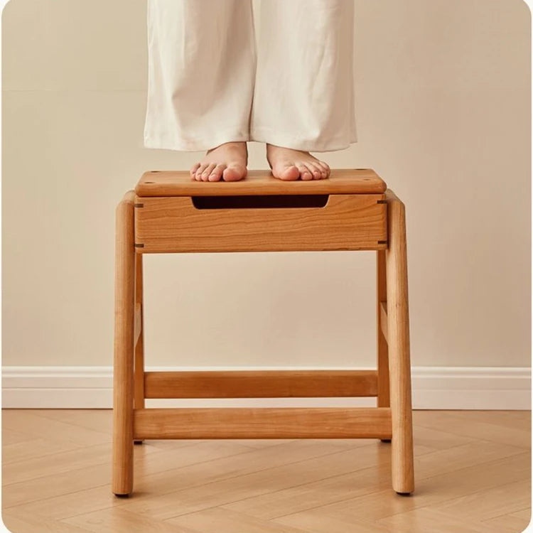 Wooden Ottomans Multifunctional Storage Stools Nordic Rectangular Shoe Changing Stools Living Room Footrests Modern Design