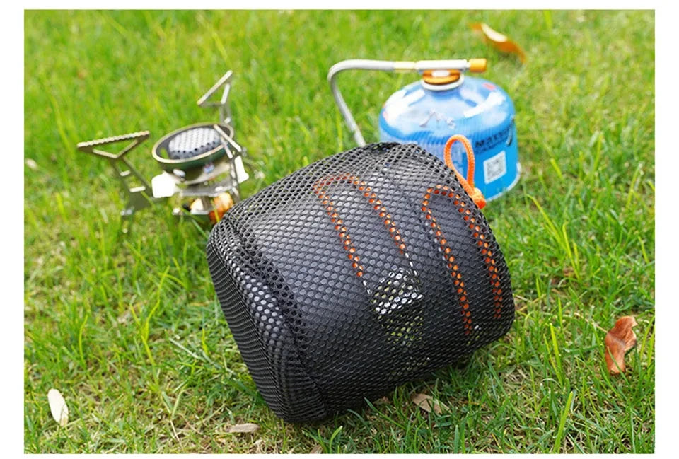 Outdoor camping pot set, made of hard aluminum alloy material, portable, 1-2 person picnic folding stove cookware set