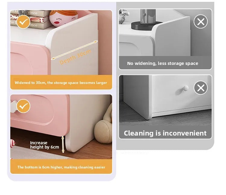 Modern Double Drawers Nightstand Kid Cute Dressing Bedside Table Household Multifunctional Girl Small White Cabinet Furniture