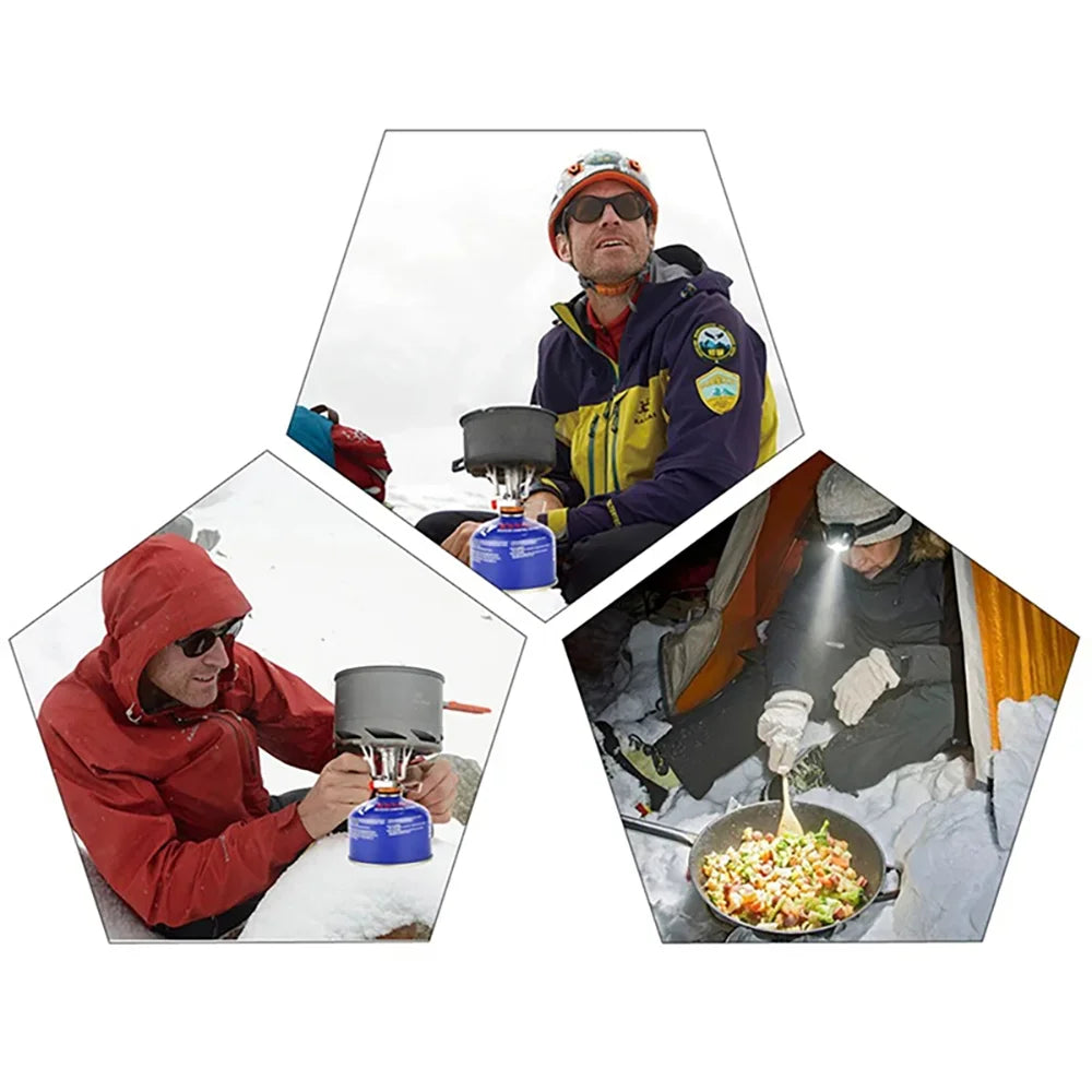 Outdoor camping pot set, made of hard aluminum alloy material, portable, 1-2 person picnic folding stove cookware set
