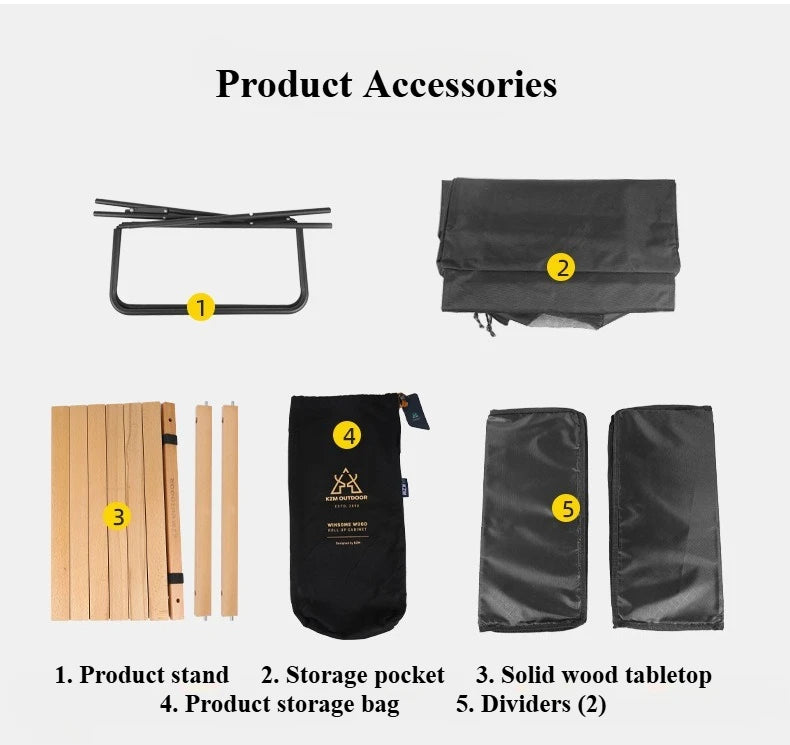 Outdoor Foldable Storage Cabinet: Multifunctional Solid Wood Table Cabinet-Portable, Large-Capacity,2-in-1 Table-Outdoor Camping
