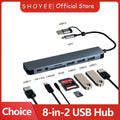 8 In 2 USB HUB With Splitter Card Reader, USB C Port, USB 3.0 / 2.0, SD/TF Splitter Card Reader, Docking Station