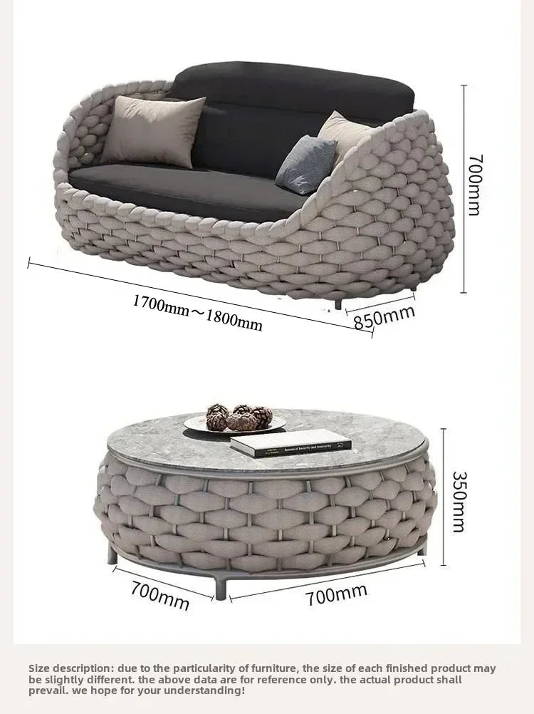 Outdoor Rattan Patio Furniture Set Cushioned Wicker Loveseat Garden Backyard Porch Sofa All Weather Durable