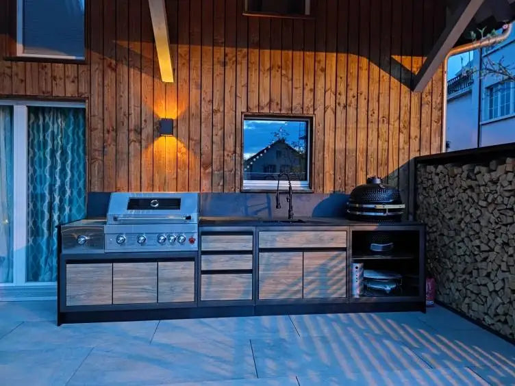 Summer Hot Sales Kitchen Outdoor Furniture Built in Small Outdoor Kitchen Cabinets Set with BBQ Grill and Fridge