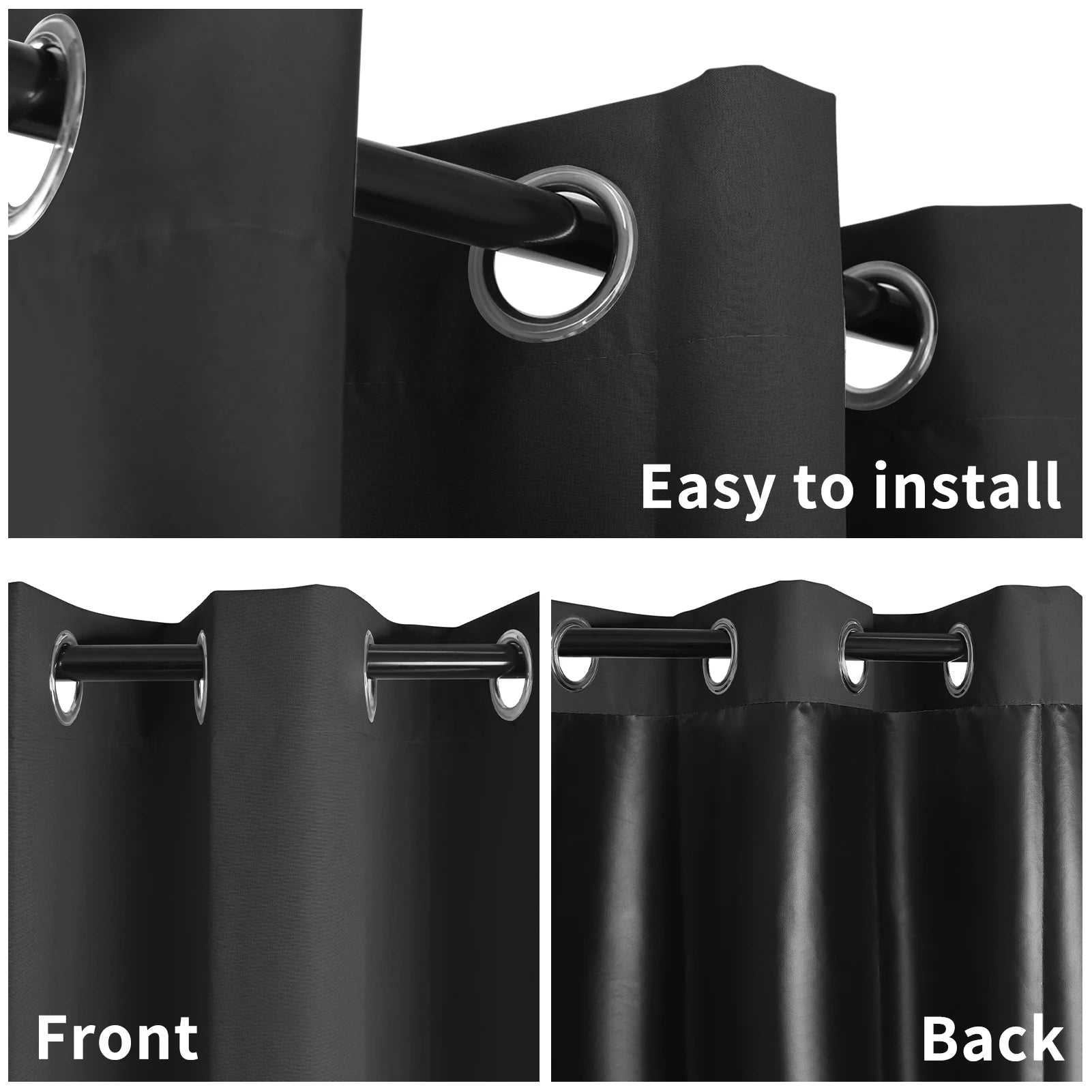 Blackout Curtain for Living Room Polyester Pongee Grommet Thermal Insulated Light Blocking Curtain Drape for Patio French Door