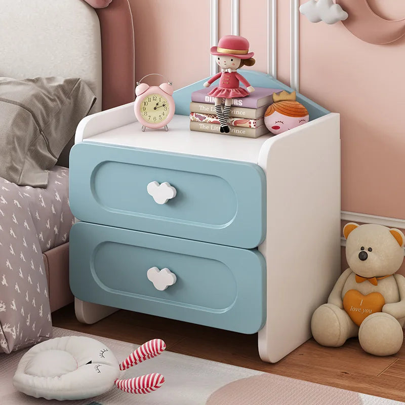 Modern Double Drawers Nightstand Kid Cute Dressing Bedside Table Household Multifunctional Girl Small White Cabinet Furniture