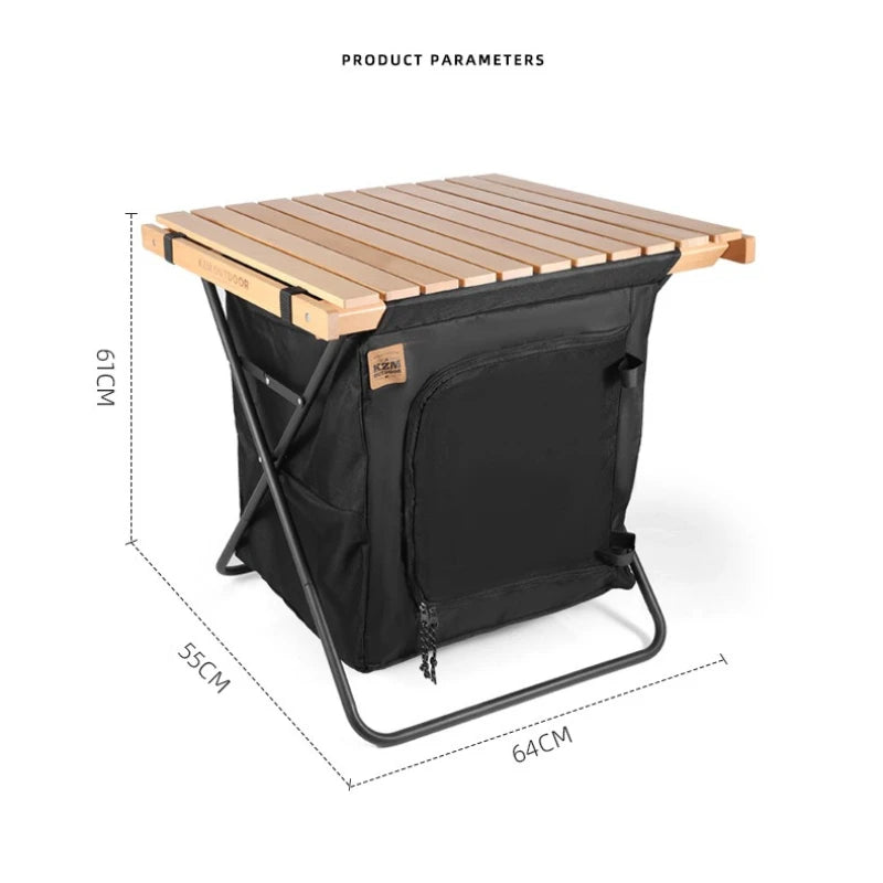 Outdoor Foldable Storage Cabinet: Multifunctional Solid Wood Table Cabinet-Portable, Large-Capacity,2-in-1 Table-Outdoor Camping