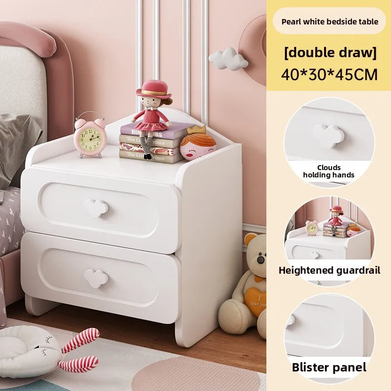 Modern Double Drawers Nightstand Kid Cute Dressing Bedside Table Household Multifunctional Girl Small White Cabinet Furniture