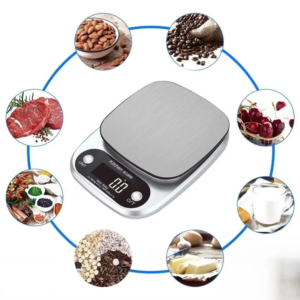 10/5Kg Digital Kitchen Scale LCD Display Stainless Steel Electronic Scale High Precision Touch Button Food Baking Scale