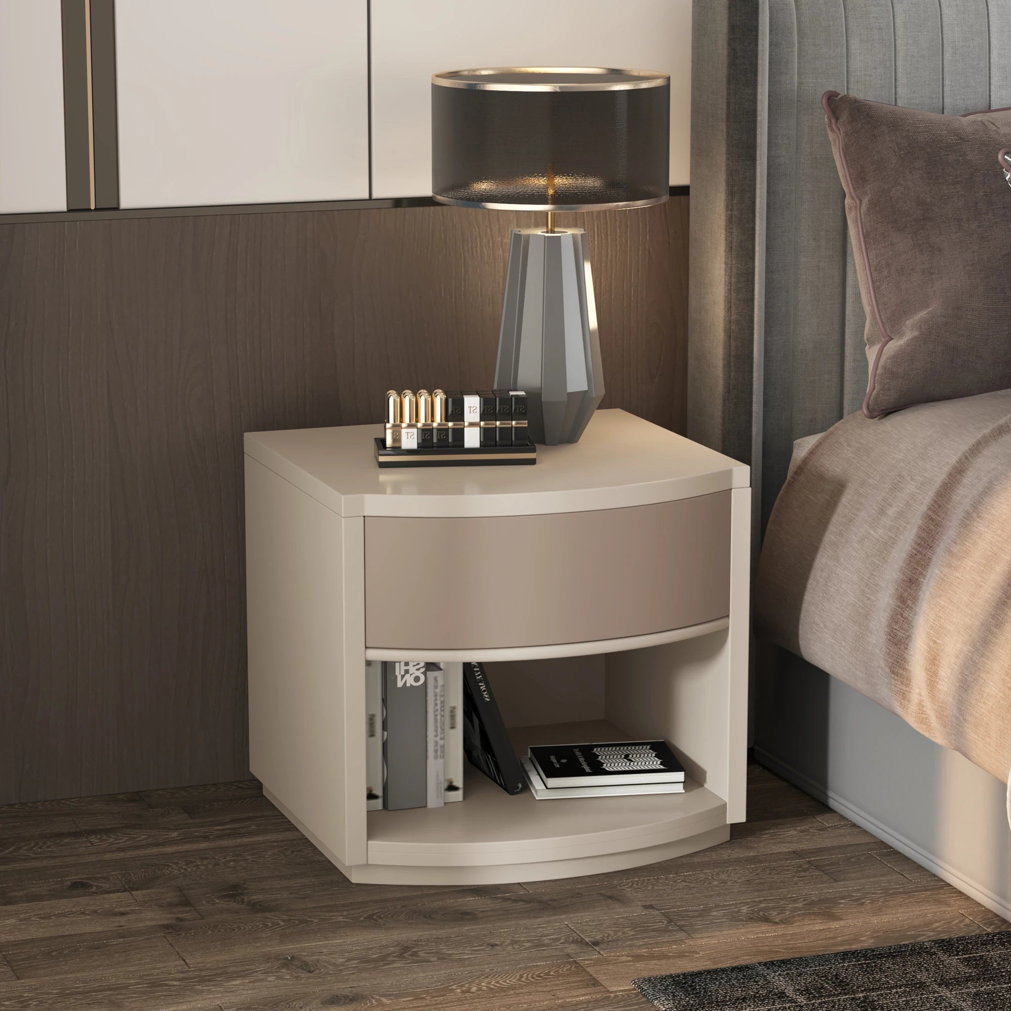 Modern Luxury Bedside Table Design Storage Drawer Simple Aesthetic Nightstands Space Saving Mesa De Noche Bedroom Furniture