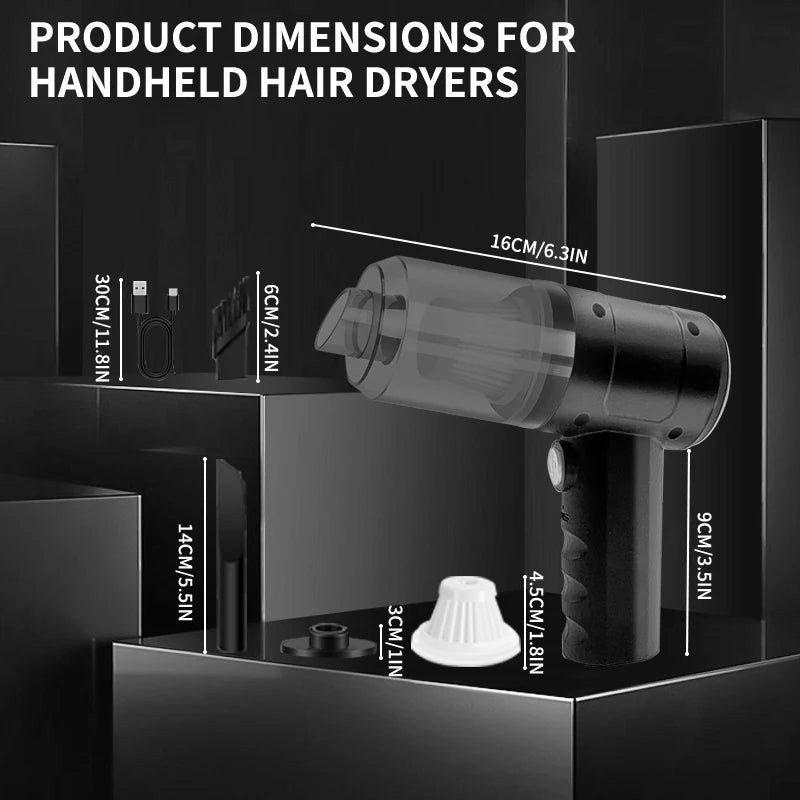 Portable Cordless Handheld Car Vacuum Cleaner Dual Use Blowing & Suction with Multi-Nozzles for Car Home Pet Office