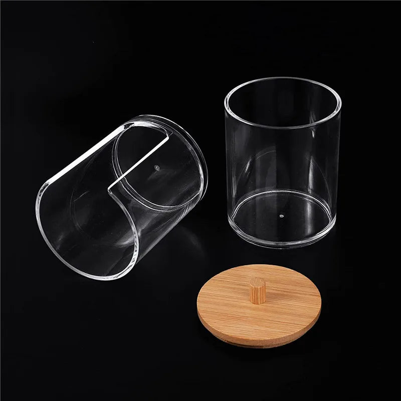 Bathroom Organizer Accessories Set Makeup Holder Storage with Clear Plastic Lids, Cotton Ball/Swabs Dispenser, Organizer Jar