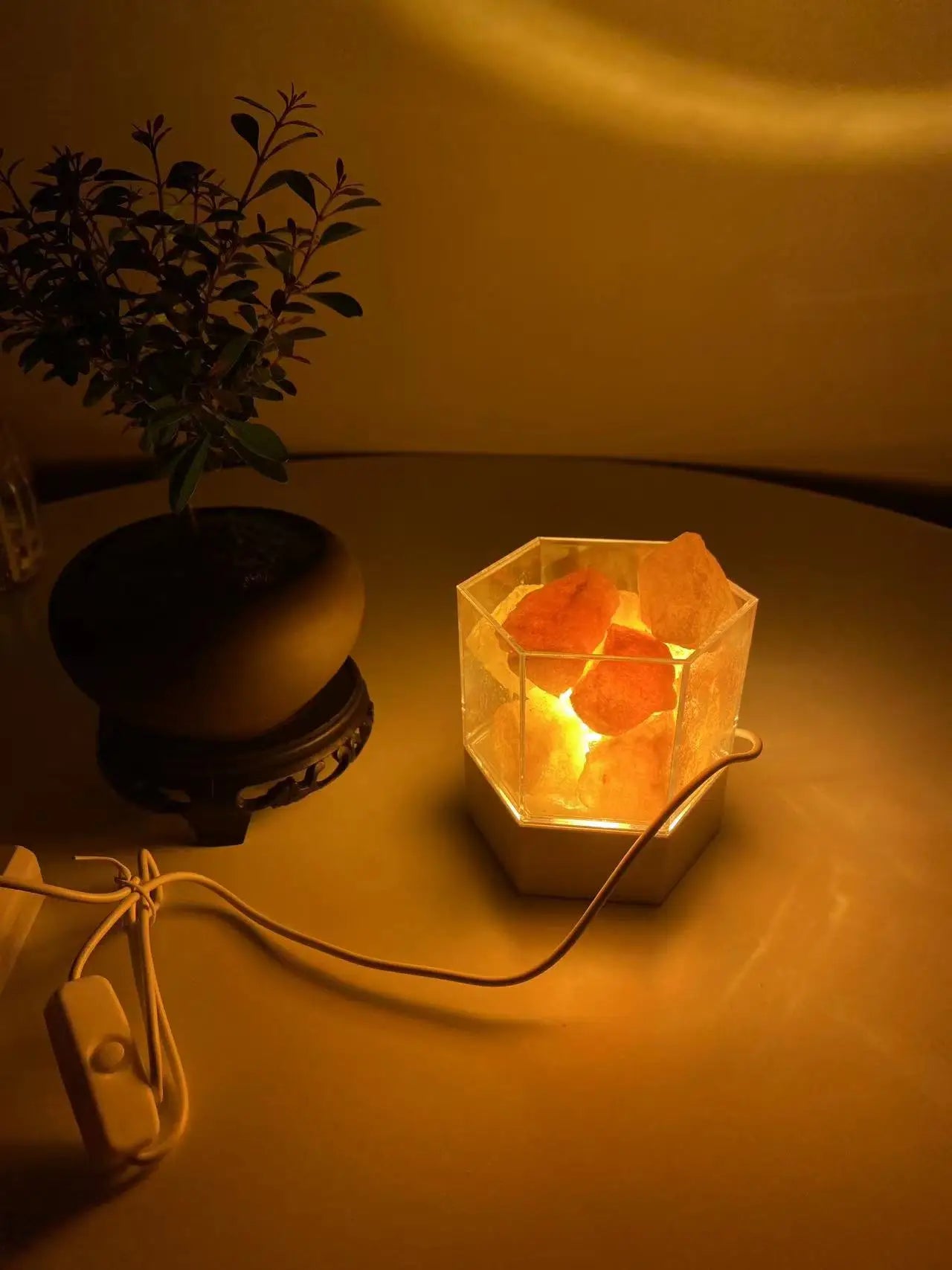D2 LED Natural Himalayan Crystal Salt Lamp Rock Salt Night Lamp Table Lava Lamp USB Plug Meditation Home Room Bedroom Decoration