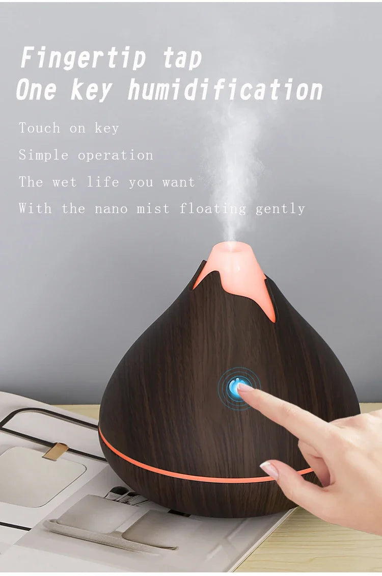 Aromatherapy Essential Oil Diffuser 350ML Wood Grain Remote Control Ultrasonic Air Humidifier Cool with 7 Color LED Light