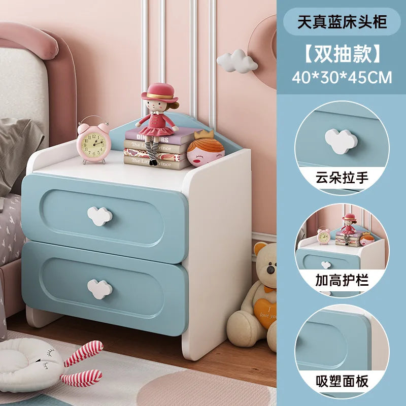 Modern Double Drawers Nightstand Kid Cute Dressing Bedside Table Household Multifunctional Girl Small White Cabinet Furniture