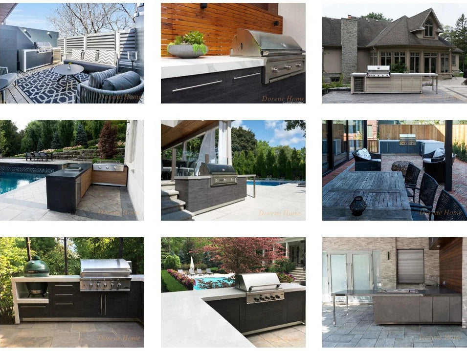 Summer Hot Sales Kitchen Outdoor Furniture Built in Small Outdoor Kitchen Cabinets Set with BBQ Grill and Fridge