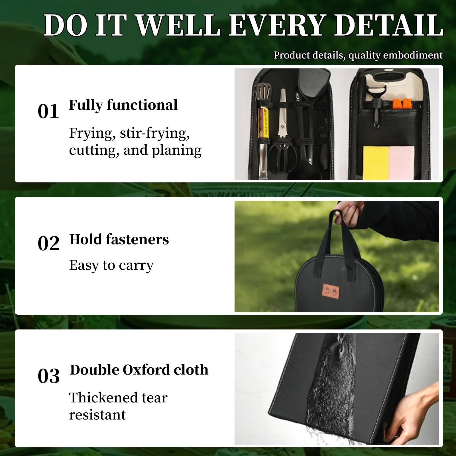 Portable outdoor utensils set of 10 pieces outdoor barbecue camping kitchen kitchenware for backpack BBQ titanium camping