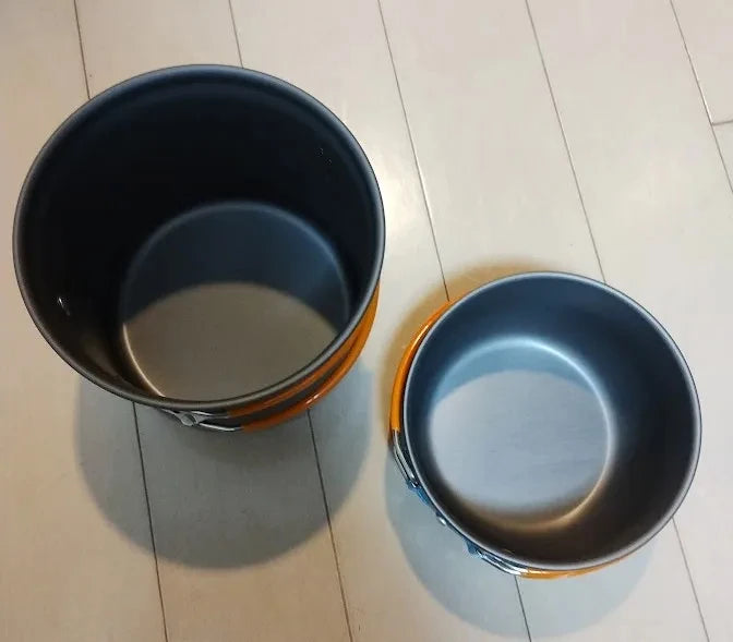 Outdoor camping pot set, made of hard aluminum alloy material, portable, 1-2 person picnic folding stove cookware set