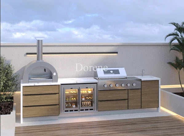 Summer Hot Sales Kitchen Outdoor Furniture Built in Small Outdoor Kitchen Cabinets Set with BBQ Grill and Fridge