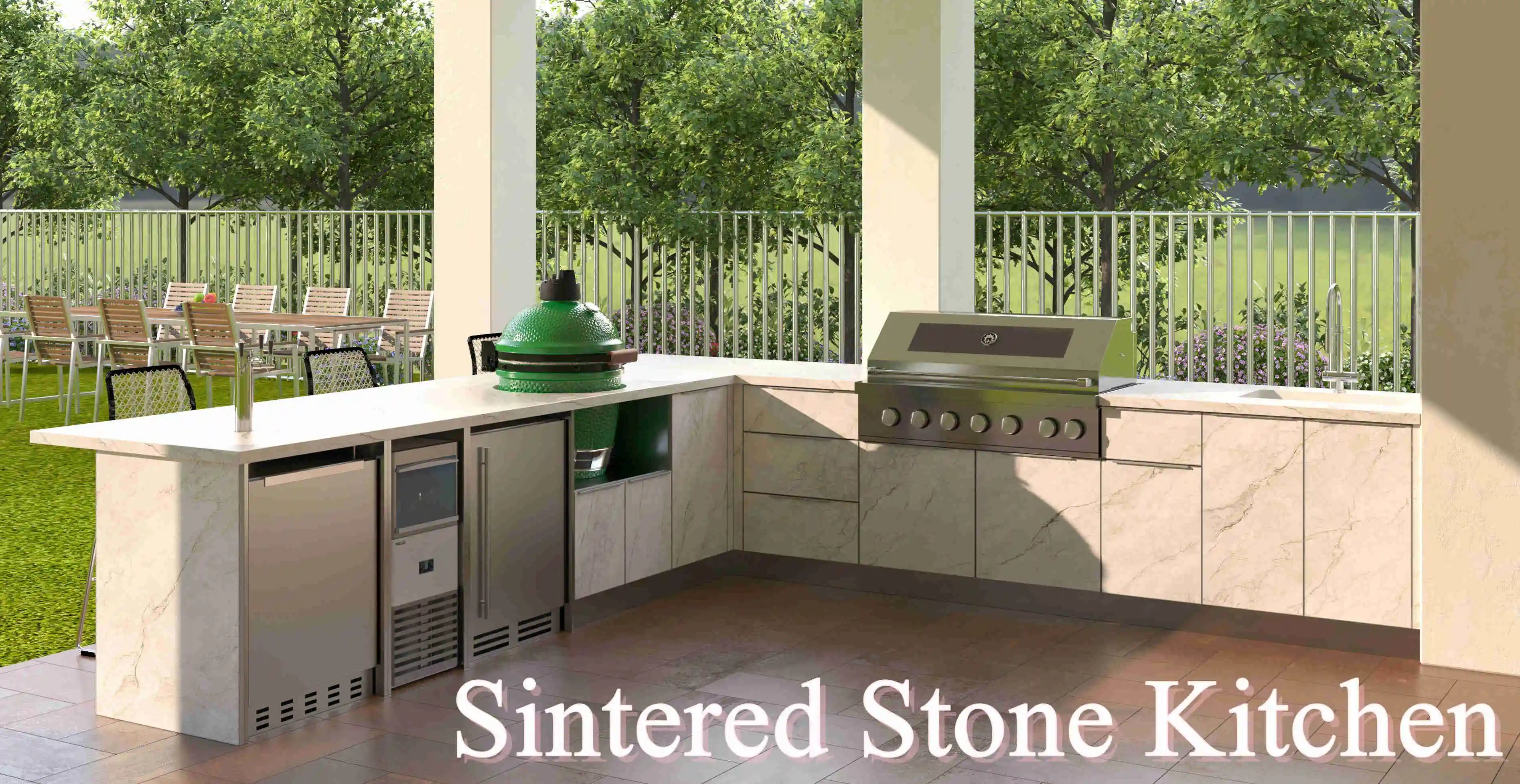 Summer Hot Sales Kitchen Outdoor Furniture Built in Small Outdoor Kitchen Cabinets Set with BBQ Grill and Fridge