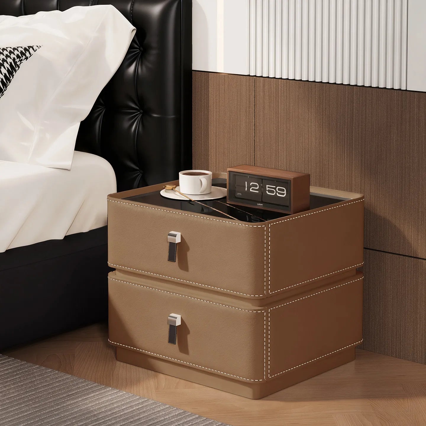 Drawers Mid Century Modern Bedside Table Bedroom Cabinets Low Organizer Space Saving Bedside Table Small Muebles Home Furniture