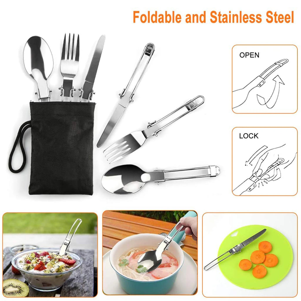 Camping Cookware Set Outdoor Cooking Equipment for Camping Hiking and Picnics for 2 People All in One Compact Camp Cooking Set