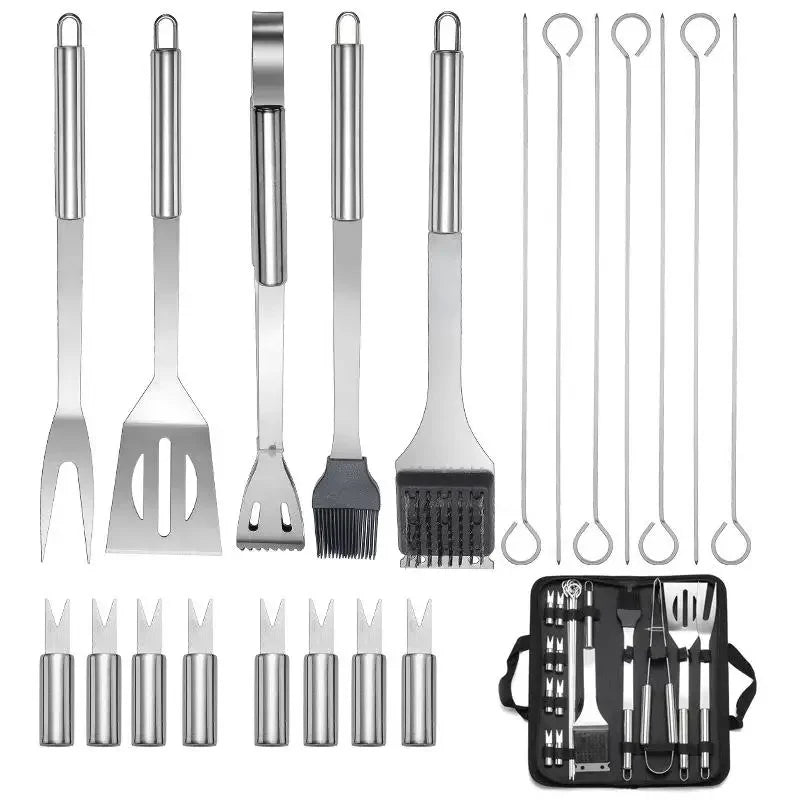 1 Set Utensil Set Outdoor Camping Tableware Stainless Steel Bbq Kits Outdoor Home Bbq Combination Bbq Kits Camping Cookware