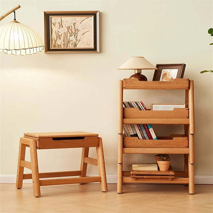 Wooden Ottomans Multifunctional Storage Stools Nordic Rectangular Shoe Changing Stools Living Room Footrests Modern Design