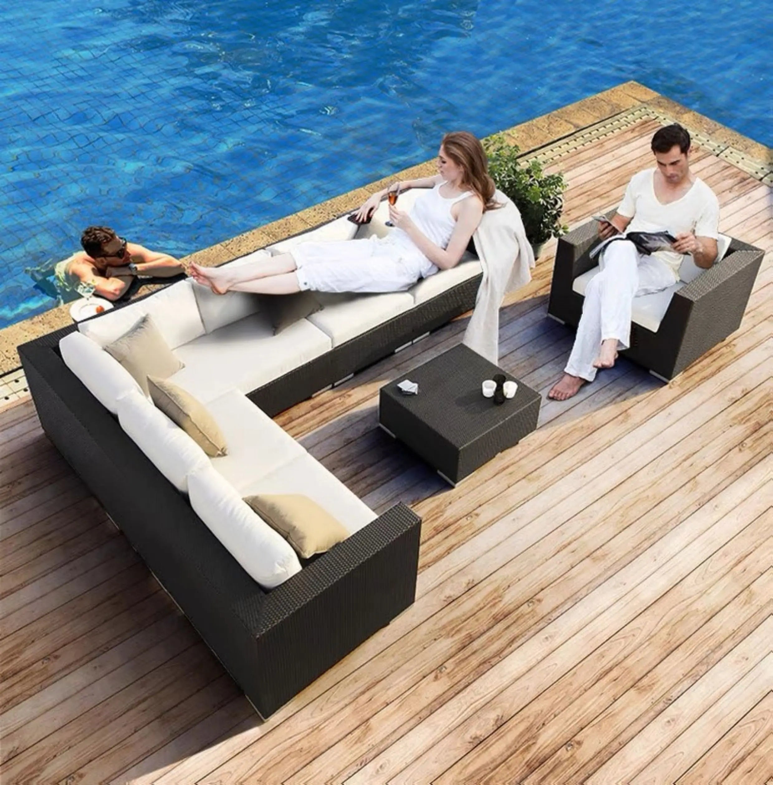 Outdoor Rattan Garden Furniture Sets Sofa Modern Luxury Metal Garden Furniture Sets Storage Table Conjunto Trendy Furniture