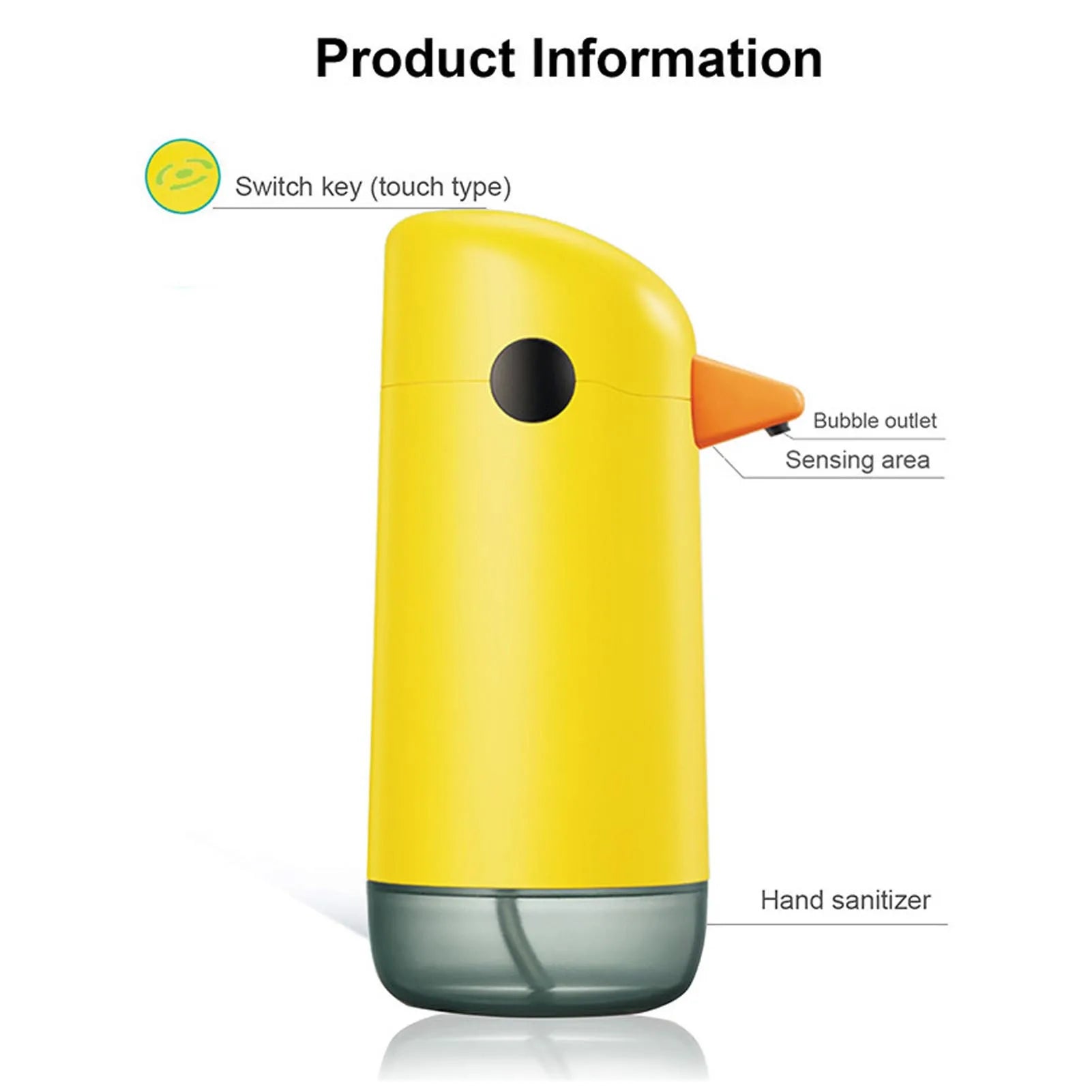 Automatic Soap Dispenser Automatic Soap Dispenser Yellow Duck Cute Touchless Soap Dispenser Visual Liquid Level Battery Powered