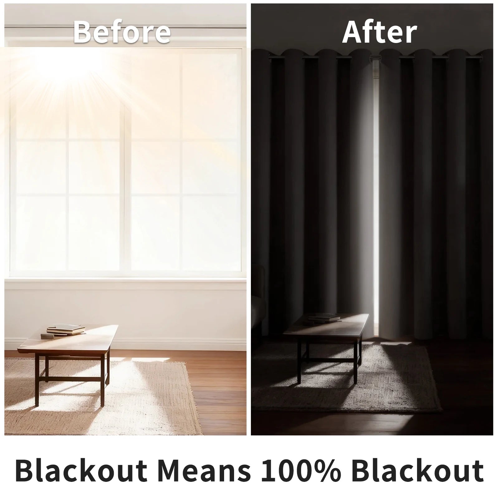 Blackout Curtain for Living Room Polyester Pongee Grommet Thermal Insulated Light Blocking Curtain Drape for Patio French Door
