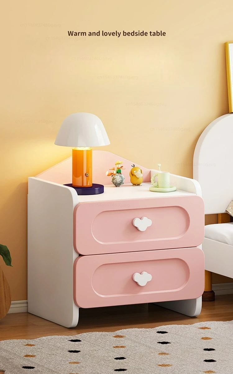 Modern Double Drawers Nightstand Kid Cute Dressing Bedside Table Household Multifunctional Girl Small White Cabinet Furniture